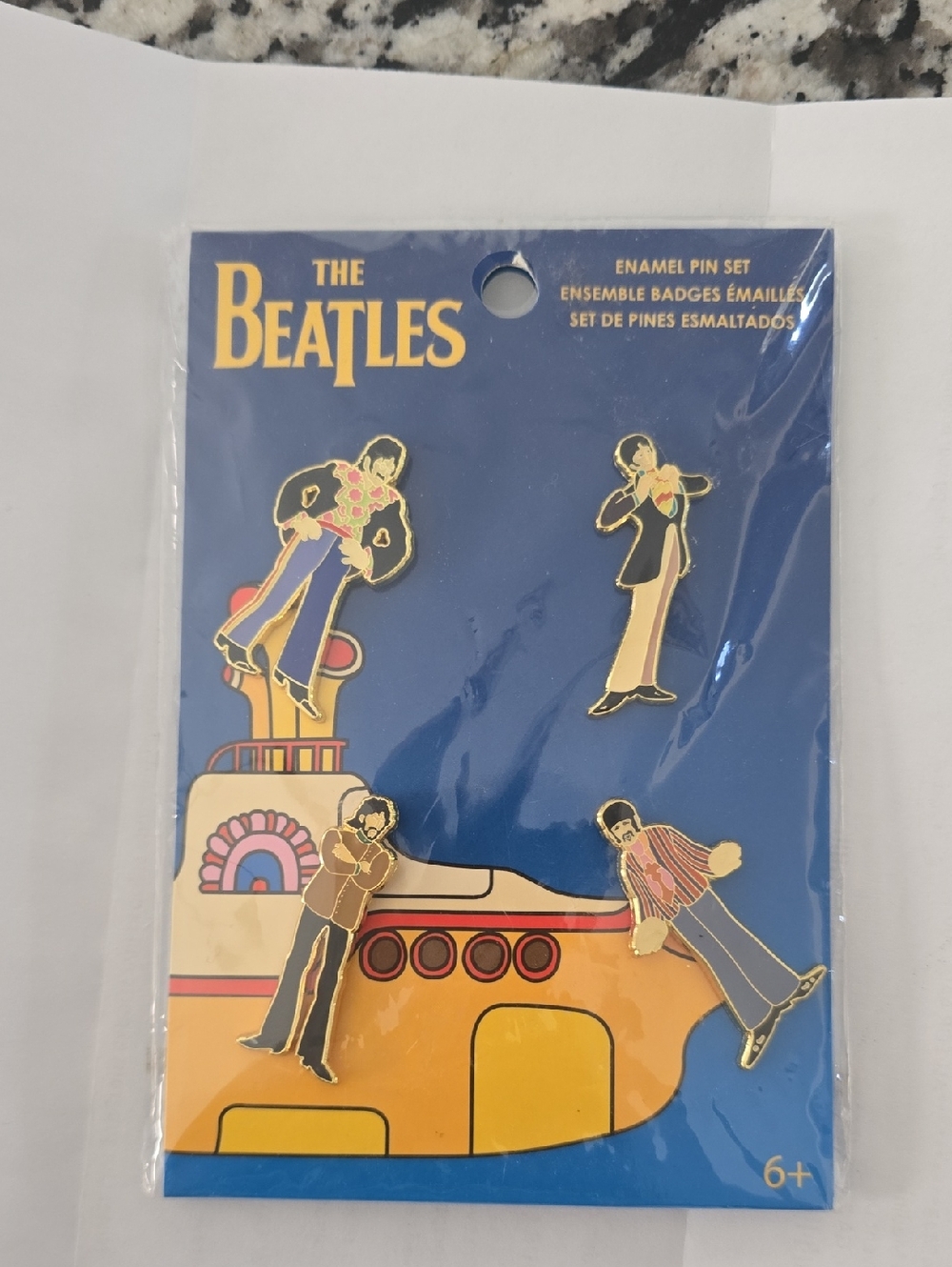 The Beatles Yellow Submarine Enamel Pin Set - Blue, Yellow, Gold, Pink